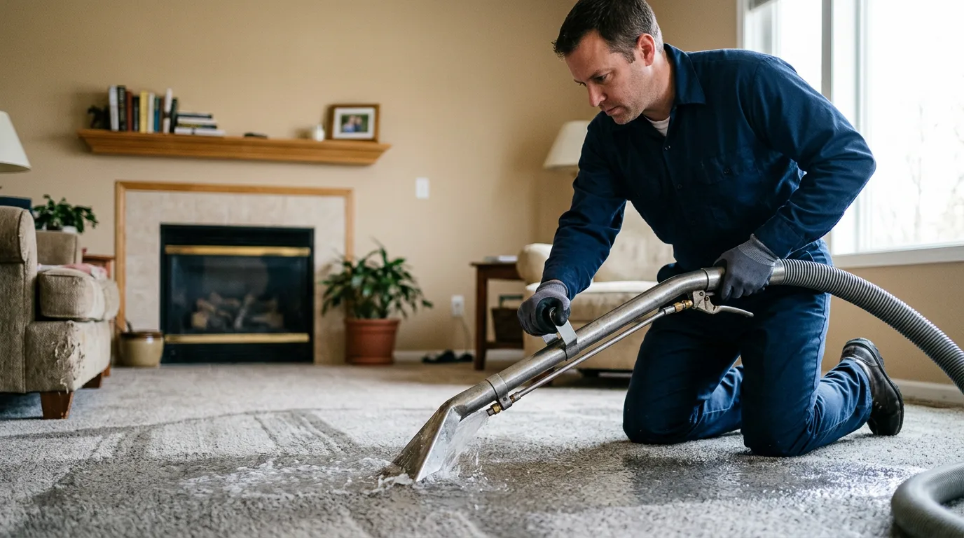 Water damage restoration technician working near River, KY